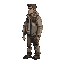 man, survivor style, tiny style, side view