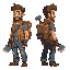man, survivor style, tiny style, side view