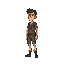 man, survivor style, tiny style, side view