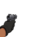 doom-style pistol first person view aimed backward