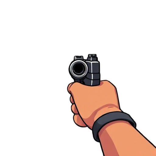 doom-style pistol first person view aimed backward