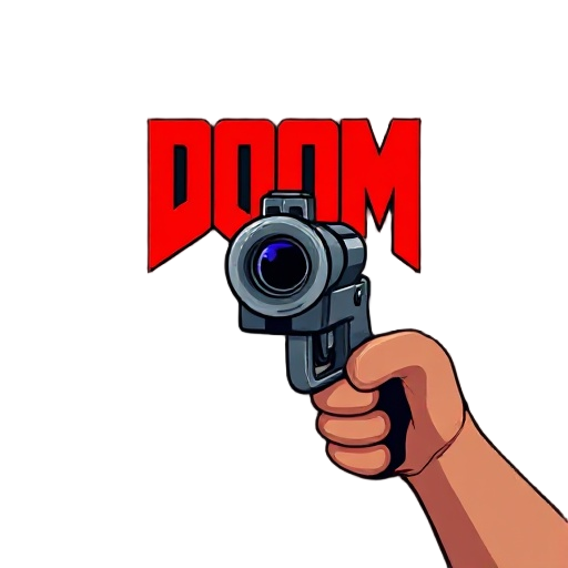 doom-style pistol first person view aimed forward
