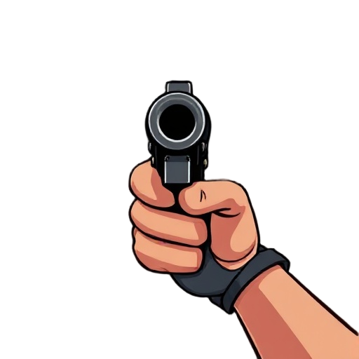 doom-style pistol first person view aimed forward