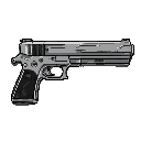 doom-style pistol first person view aimed backward right hand