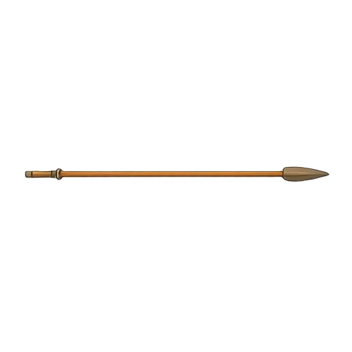  "generate an image of a long training spear with a rounded, padded tip (like a corrody). the shaft is plain wood, very long, and slightly flexed, on white background."