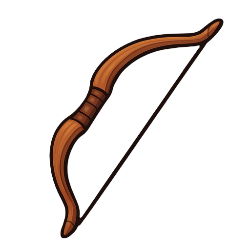 "hunter's shortbow, yew wood, leather grip, unstrung showing curve"