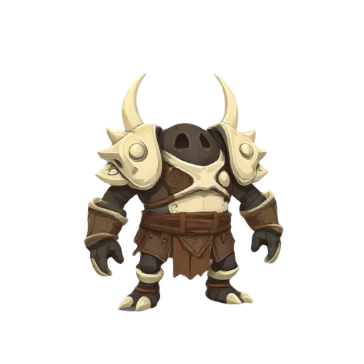 "carved bone armor, large creature bones, primitive patterns, leather bindings"