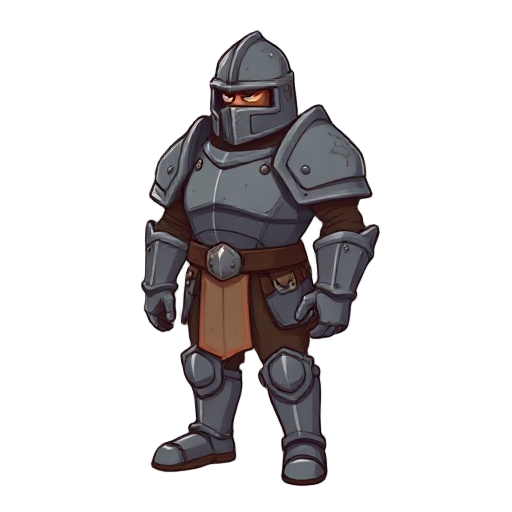 "veteran's full plate armor, battle scars visible, no character or personn only armor