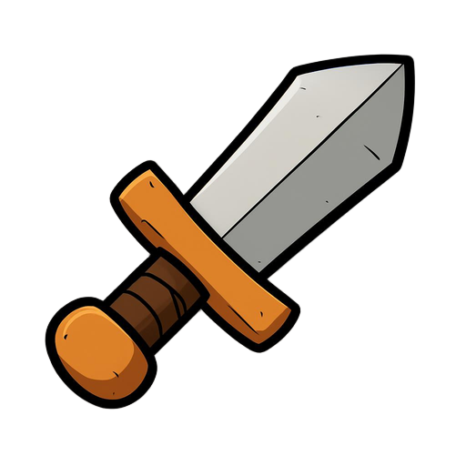 "unbalanced short sword, thick blade, heavy pommel, on white"