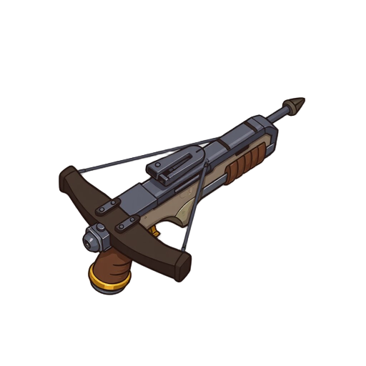 "guard's hand crossbow, compact design, lever reload mechanism, loaded bolt"