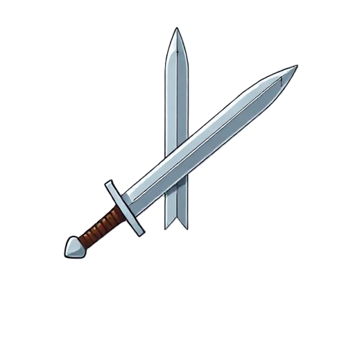 "unbalanced short sword, thick blade, heavy pommel, on white"