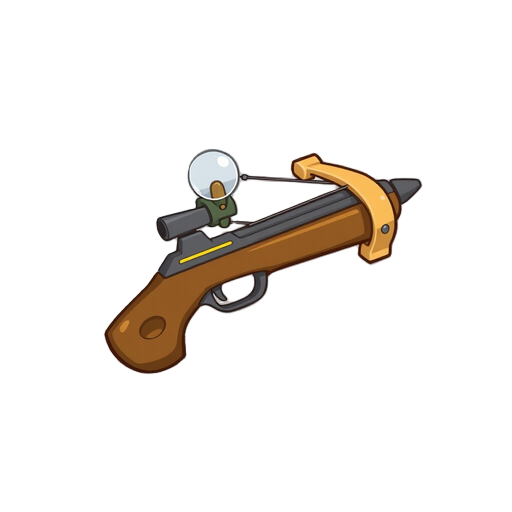 "guard's hand crossbow, compact design, lever reload mechanism, loaded bolt"