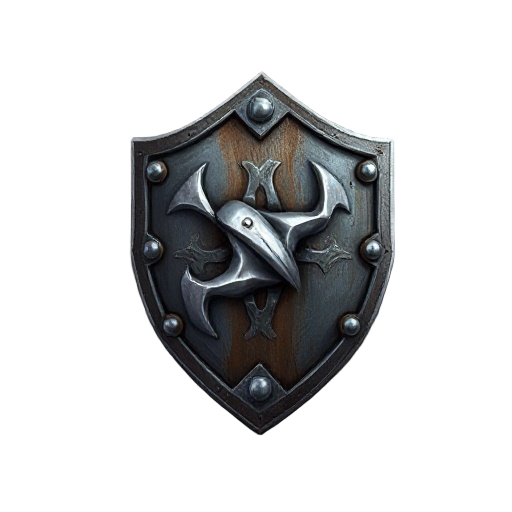 "twisted metal buckler shield, unnatural contorted metal, leather grip on back"