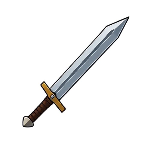 short guard sword, balanced design, leather-wrapped hilt, simple crossguard, practical militia weapon, fantasy rpg starter gear