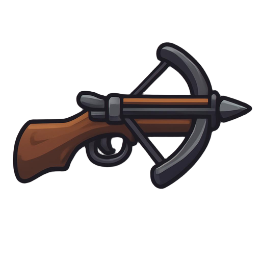 "guard's hand crossbow, compact design, lever reload mechanism, loaded bolt"