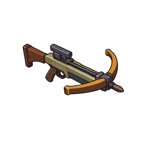"guard's hand crossbow, compact design, lever reload mechanism, loaded bolt"
