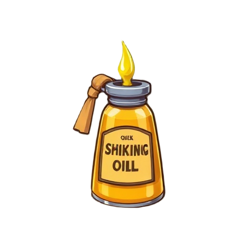 "quick sharpening oil, golden oil in small metal flask, cloth applicator attached"