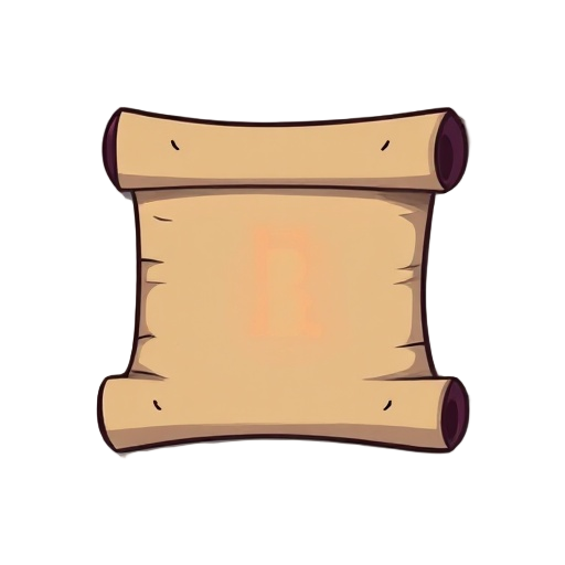 common spell scroll icon, simple parchment, single glowing elemental rune (fire=red, ice=blue, etc.), no embellishments, gray-maroon border, basic magic