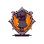 icon emblem for the warrior class, voidless.dev boardgame. a stylized, heavy gauntlet gripping a broken chain, surrounded by angular shield shapes and amber glow. minimalist, bold lines, suitable for a game token or logo. vector art style, solid backgroun