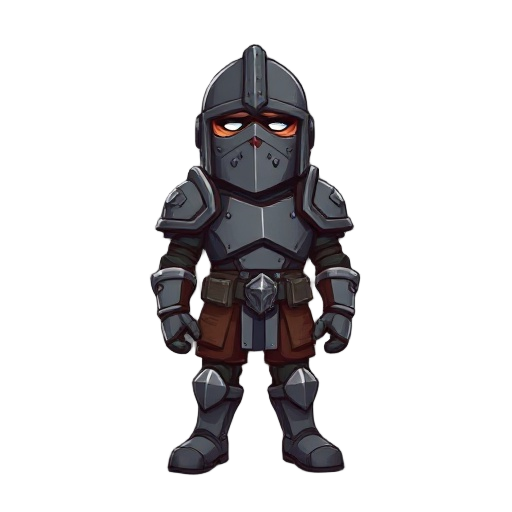 "veteran's full plate armor, battle scars visible, full helmet included"