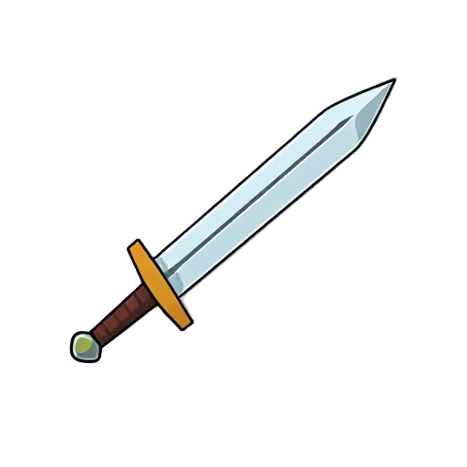 "unbalanced short sword, thick blade, heavy pommel, on white"