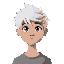 a teenager with white hair. face facing 25 degree angle