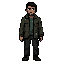 pixel art character design of a male protagonist named noah for a dark sci-fi horror experimental game. he is a normal human living inside a broken system of experiments, secrets, and hidden entities. the design must feel grounded, emotional, and slightly