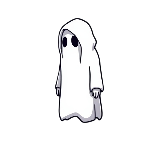 8-bit ghost enemy, white, initmidating, creepy, dark, side-view, hood
