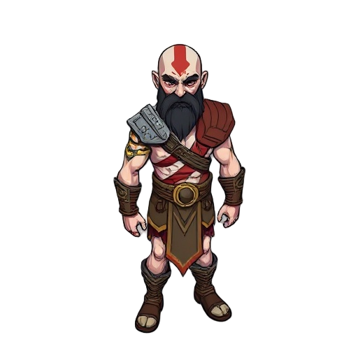 make kratos of god of war classic, in isometric perspective like hades