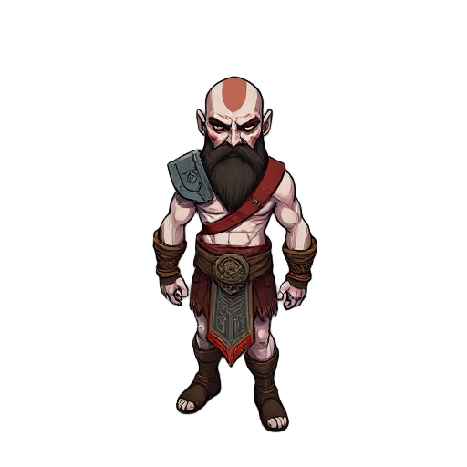 make kratos of god of war classic of ps2, in isometric perspective like hades