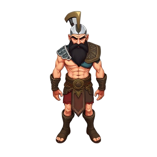 make kratos of god of war classic greek, in isometric perspective like hades