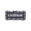 a rectangle stone pixel-art game button with the label "continuar"