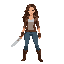 a women standing with a knife