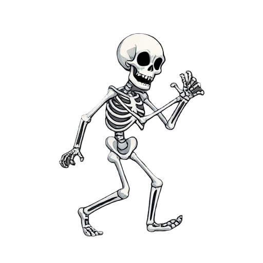 skeleton walking and fighting