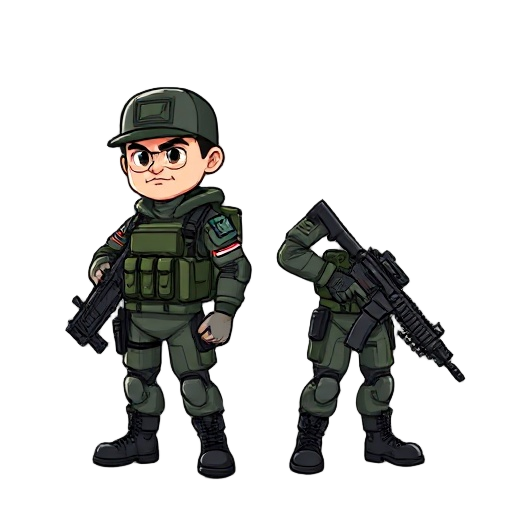 full body, army commando hero