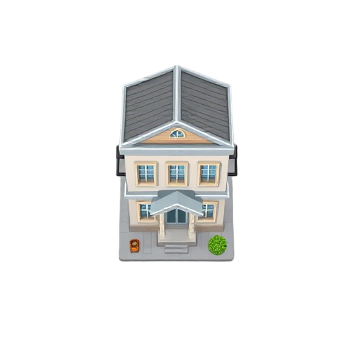 casa civil urbana visão top down no estilo lpc, visão do expectador de frente