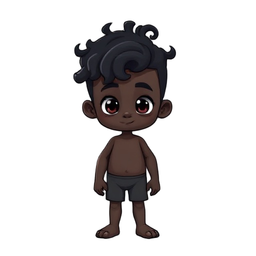 a black child with a curl hair