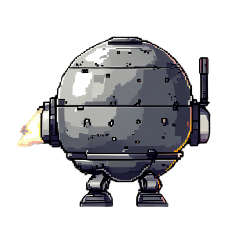 a pixilated spherical robot with a jet pack
