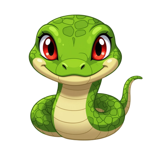 green snake with red eye