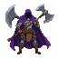 dark hunter big purple cape holding gigantic axe