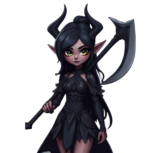 beautiful dark valkyrie with a long scythe