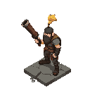using a isometric perspective do a warrior holding a rust pipe in a post apocalyptic modern world dont do the tile
