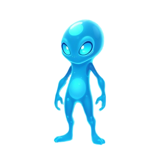 humanoid plasma slime with semi-transparent body, glowing core, shifting liquid form, soft neon blue and cyan hues, fluid motion, subtle inner energy pulses, glossy highlights, smooth curved silhouette, dripping details, faint mist around body, expressive