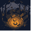 crie um fundo de jogo top down, baixa resolução, com o tema de um acampamento de seunda guerra mundial, ele deve ser um pequeno acampamento em uma floresta escura, iluminado somente pela fogueira e as lampadas, o acampamento deve ter uma barraca, um radio
