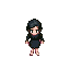 adult female, medium breasts, skinny,  black hair,ponytail, sick, pale skin, full body, black dress, 