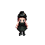 adult female, medium breasts, skinny,  black hair,ponytail, violet eyes, sick, pale skin, full body, black dress, pantyhose, black shoes,