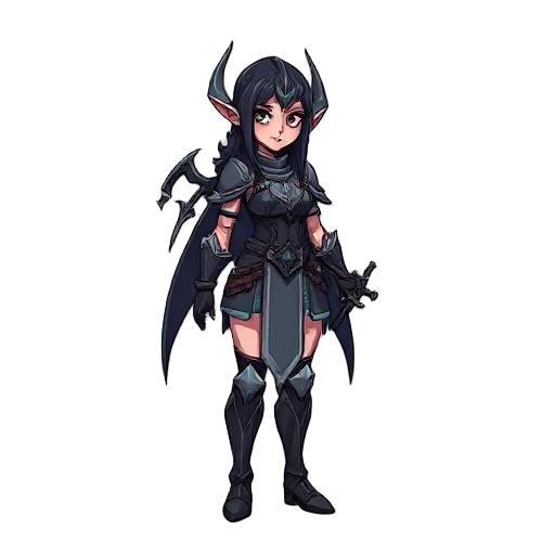 female dark elf paladin 2d platformer