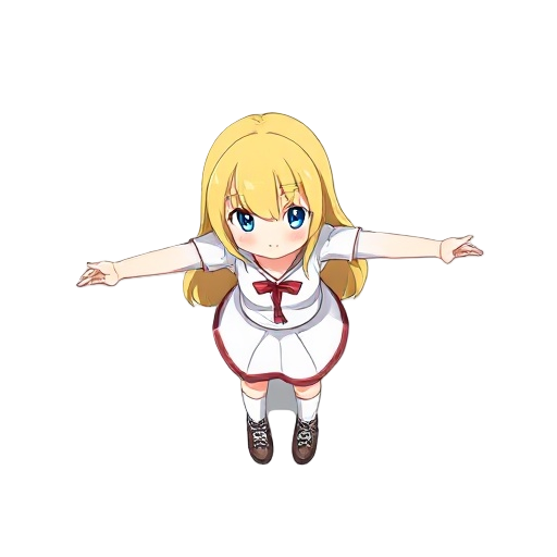 white anime girl, yellow hair, t pose