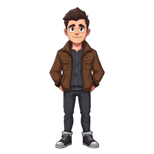 a man with jacket brown, 