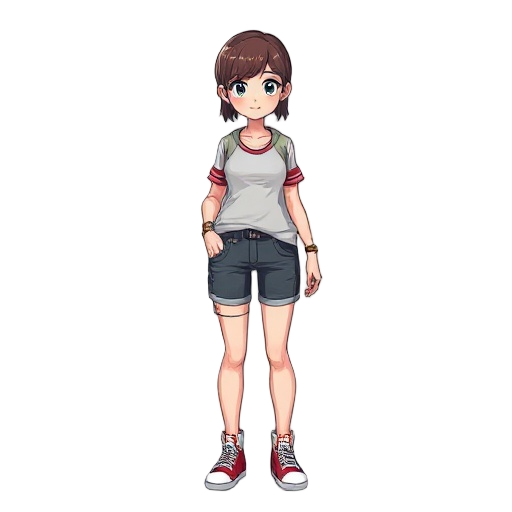 woman character, casual outfit
